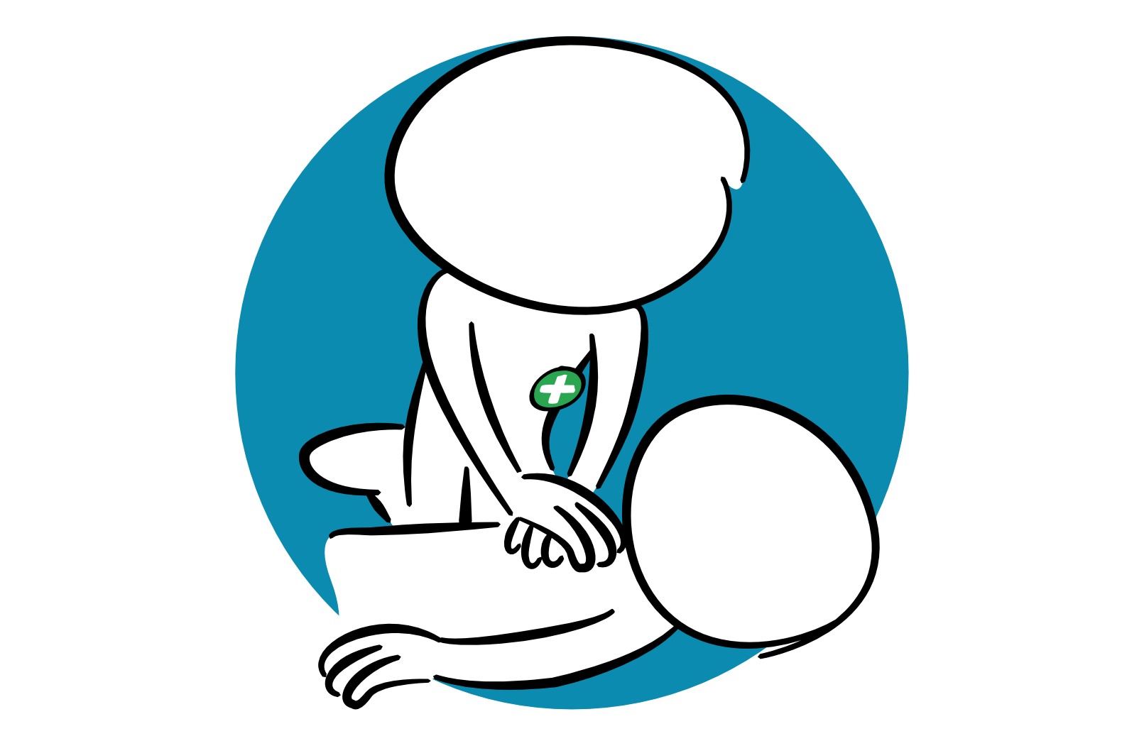 Illustration of a person performing CPR chest compressions on another person, symbolizing lifesaving first aid and heart health awareness.