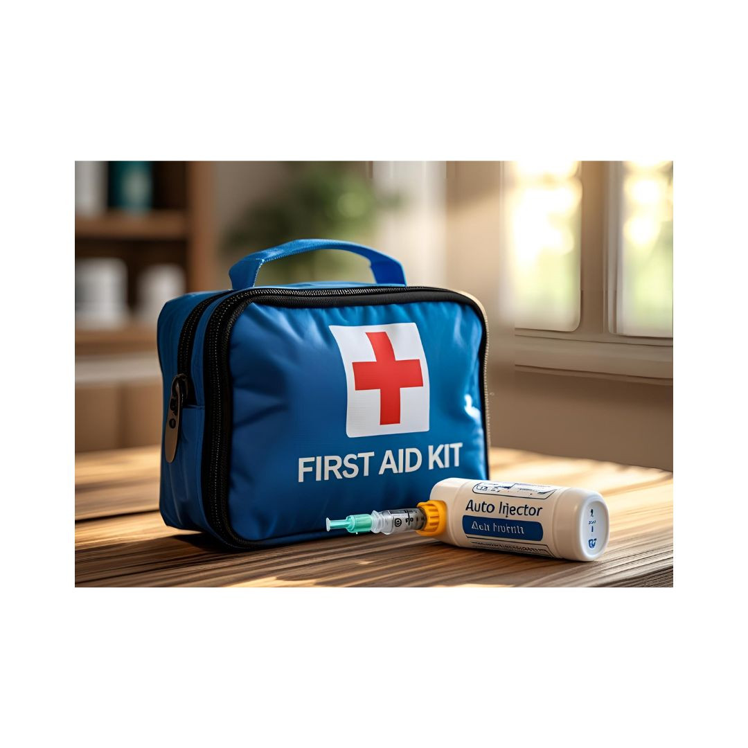First Aid Kit and Auto Injector used to treat Anaphylaxis