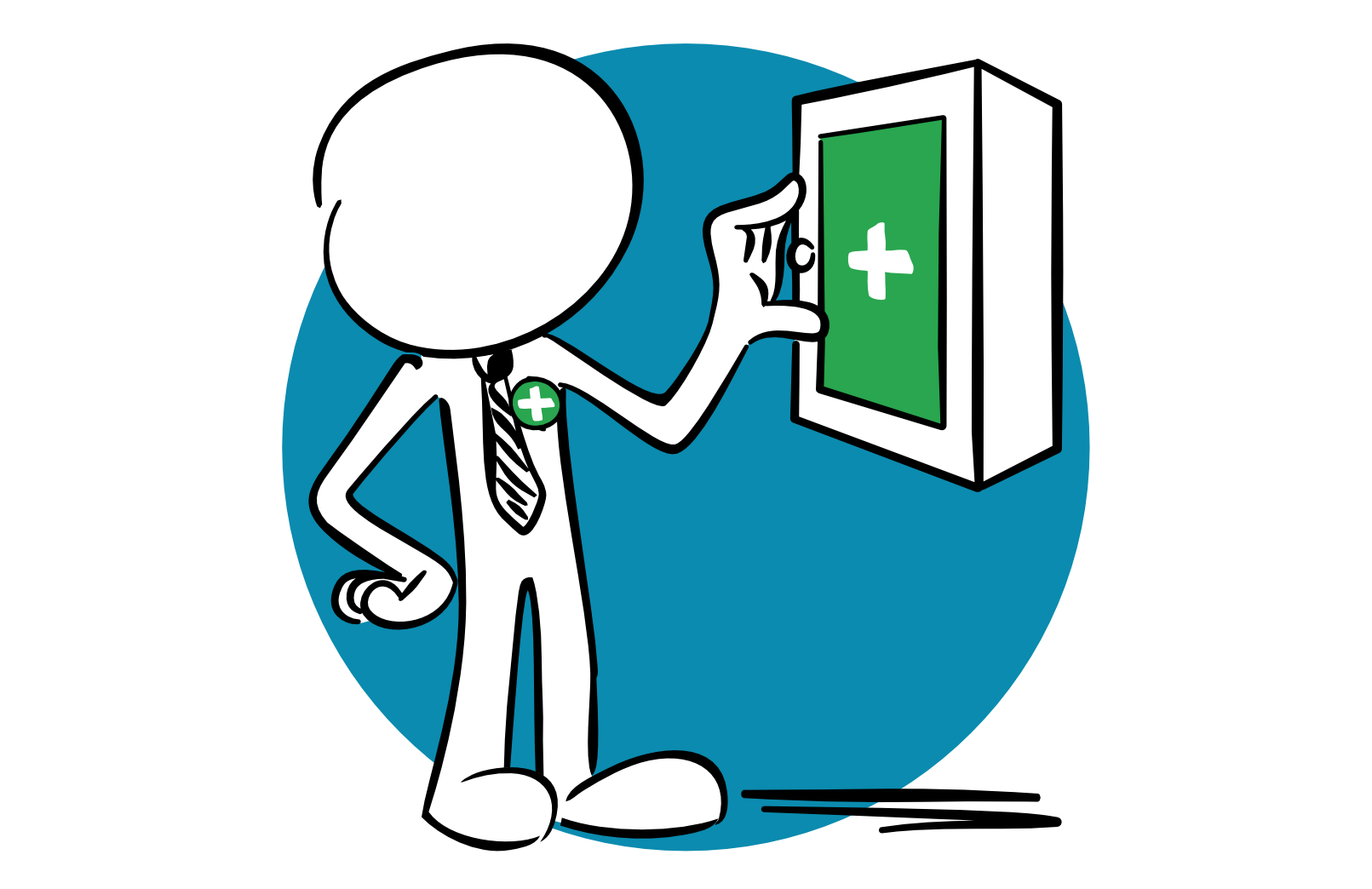 Help First Aid Training Man Opening Medicine Cabinet