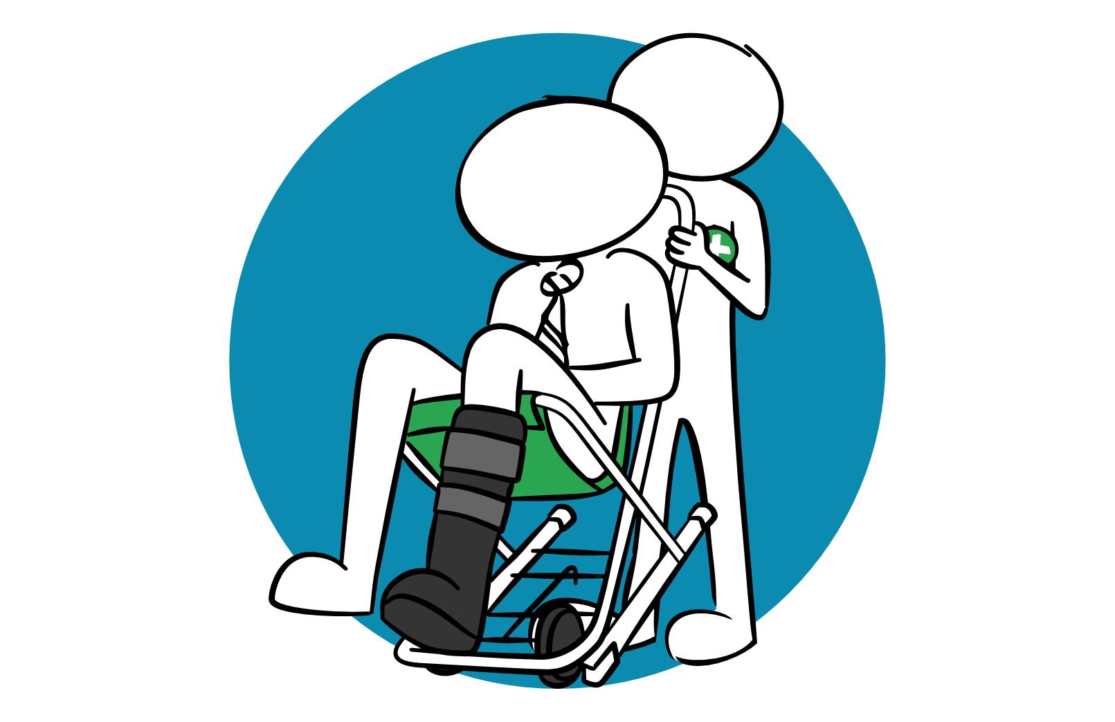 Help! First Aid Training figure helps injured figure in an Evac Chair